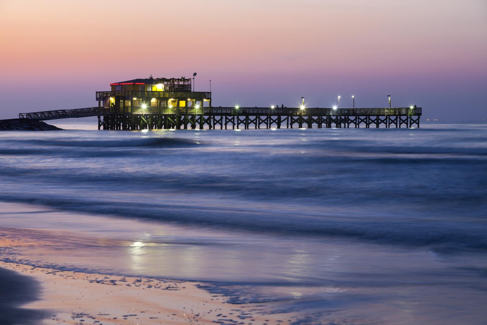 Galveston Texas pier at dusk